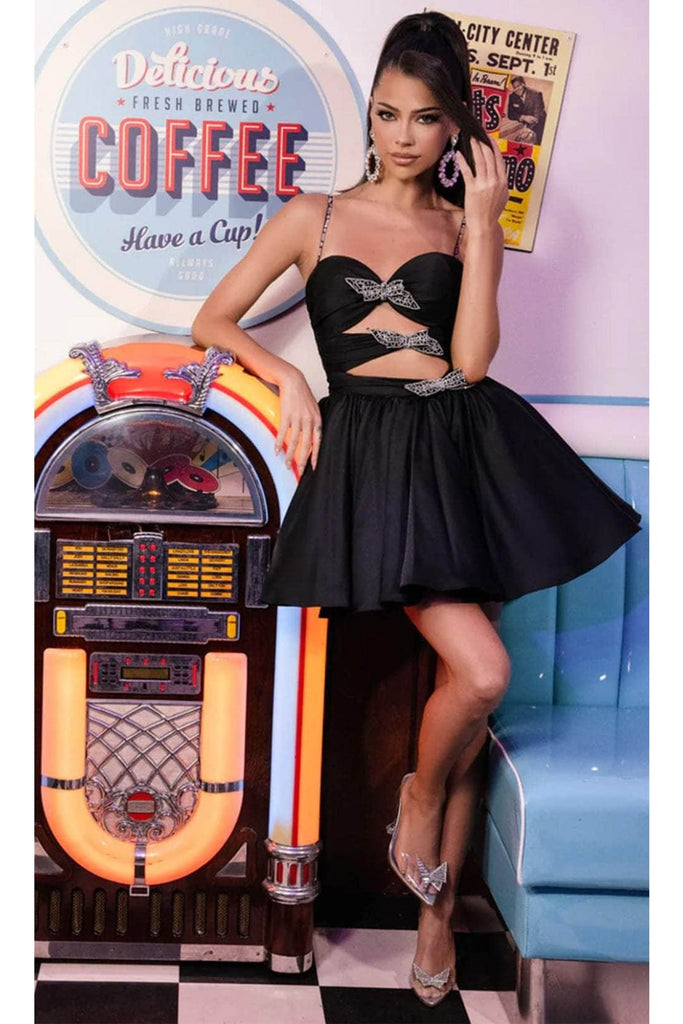 Portia and Scarlett PS25515 -short- Cocktail Dress with Sweetheart Cut Out Bodice - Black / 00 - Dress