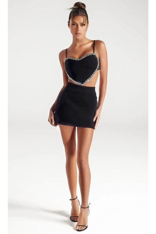 Portia and Scarlett PS302B - short-Two-Piece Cocktail Dress with Sweetheart Neckline - Black / 00 - Dress