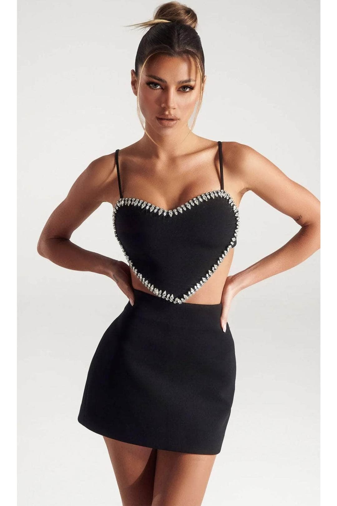 Portia and Scarlett PS302B - short-Two-Piece Cocktail Dress with Sweetheart Neckline - Black / 4 - Dress