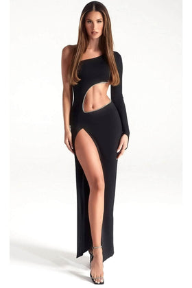 Portia and Scarlett PS305B -long- Evening Dress with Cutout Asymmetrical Design