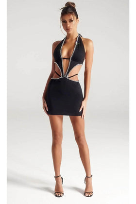Portia and Scarlett PS306B Black Sexy Cut Out Short Cocktail Dress