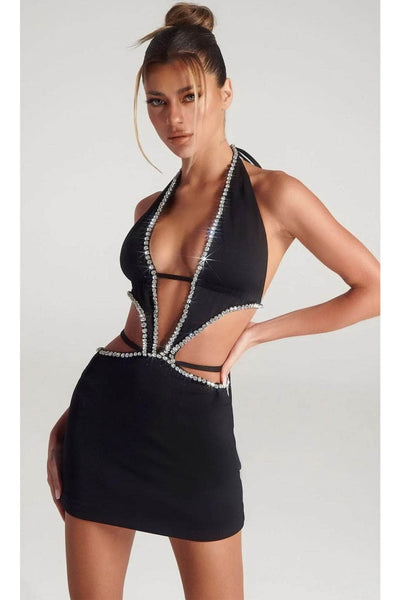 Portia and Scarlett PS306B - short-Halter Cocktail Dress with Cutouts - Black / 4 - Dress