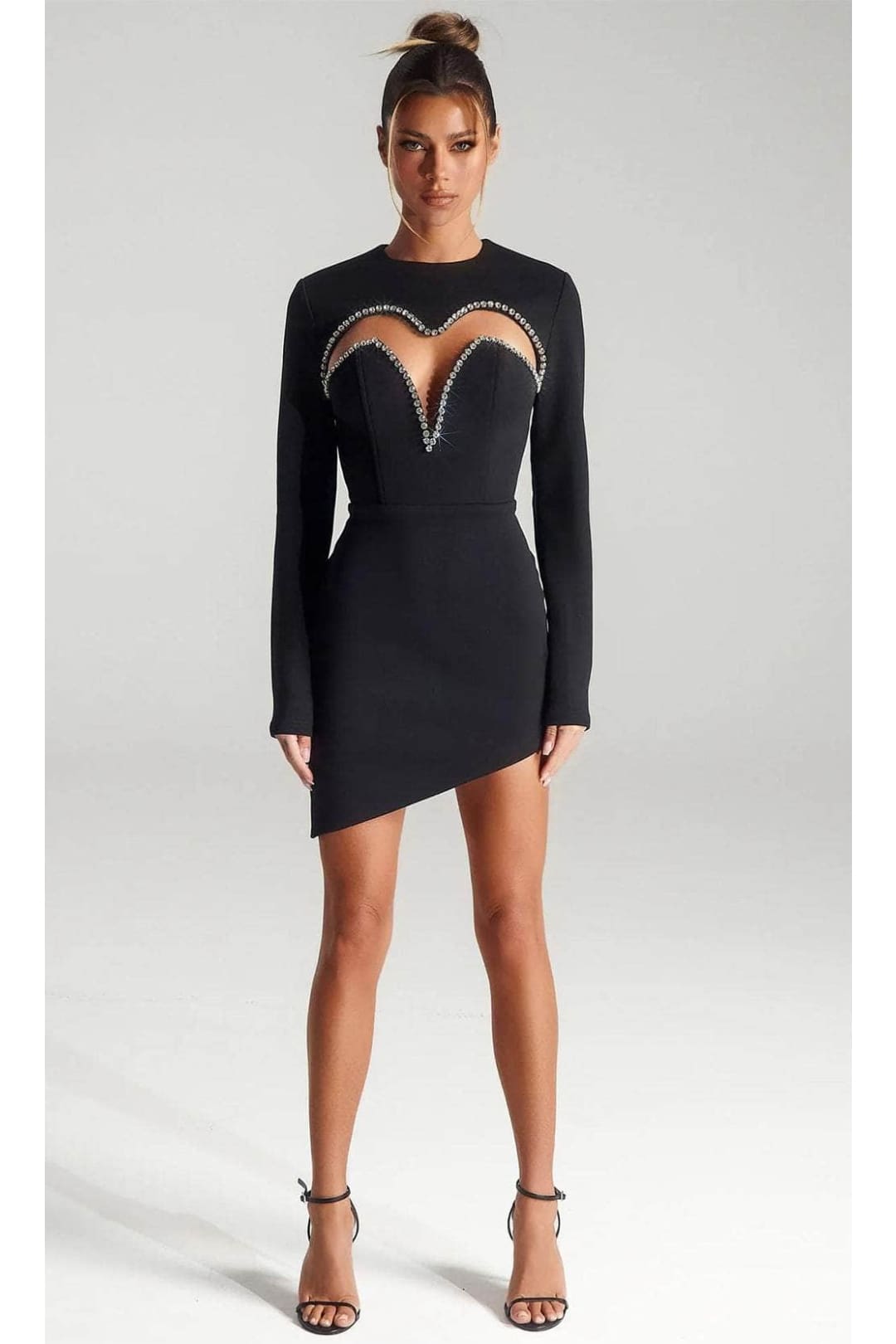 Portia and Scarlett PS325B - short-Cocktail Dress with Jewel Crystal Beads - Black / 2 - Dress