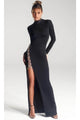 Portia and Scarlett PS326B -long- High Neck Sheath Dress for Evening Wear - Black / 00 - Dress