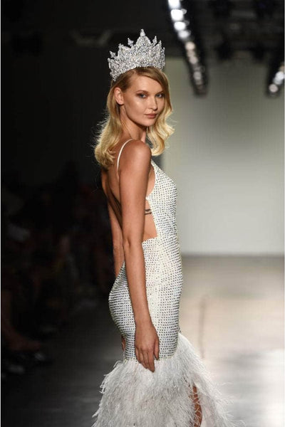 Portia and Scarlett PS6826 -long- V-Neck Feathered Dress - Pink / 20 - Dress