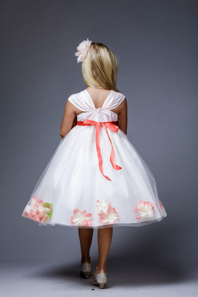 Tulle Flower Dress with Lavender or Coral Sash and Floating Petals by Bella Princess 222