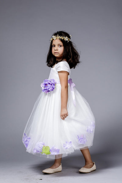 Tulle Flower Dress with Lavender or Coral Sash and Floating Petals by Bella Princess 222