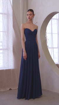 Sky Blue Chiffon Strapless A-Line Gown by Amoris T703