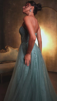 Long Evening Dress Strapless A-Line Prom Gown By Royal Queen RQ8184