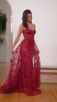 Vestido de fiesta floral con purpurina CB046 de Cenicienta Divine