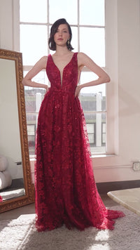 Glitter Print Sleeveless Gown by Amoris T606 in Mauve