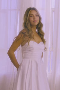 Strapless Sweetheart A-Line White Satin Wedding Dress for Modern & Classic Brides By Amelia Couture 5076