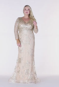 Plus Size Long Evening Gown Maxi Formal Dress for Women By May Queen MQ1850