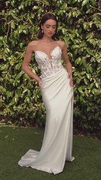 Ladivine Off White Sexy Wedding Gown Corset Long Bridal Dress CDS465W