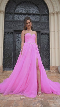 Portia and Scarlett PS24632 Ruched Corset Sweetheart High Slit Gown