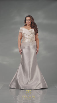 Vestido de madrina de mikado bicolor con hombros descubiertos - Terani Couture 2011m2159