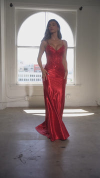Ladivine CDS450 – Vestido de fiesta con apliques de encaje y cuentas