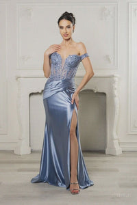 Long Formal Dress Off The Shoulder High Slit Gown By May Queen MQ2157