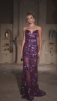 Portia and Scarlett PS25287 Strapless Sheer Long Evening Prom Dress