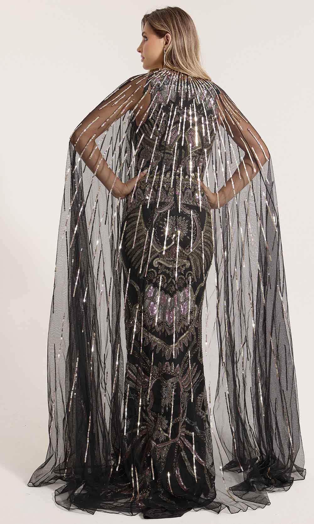 Primavera Couture Black Multi Formal Gowns