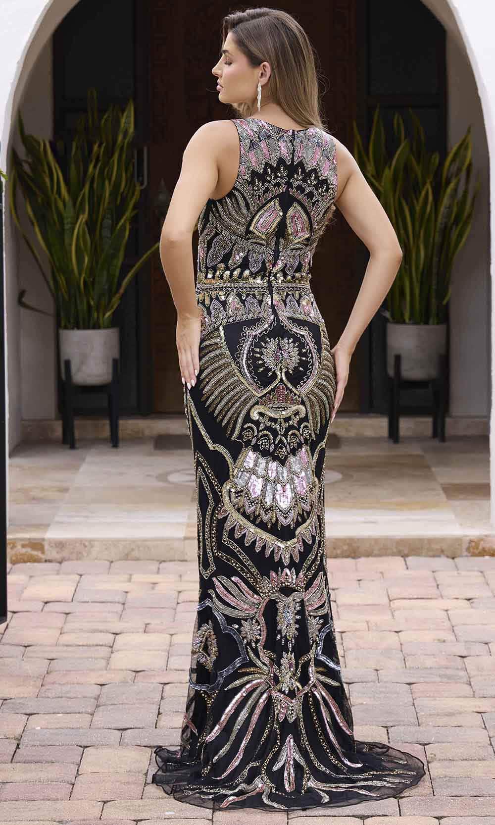 Primavera Couture Black Multi Formal Gowns