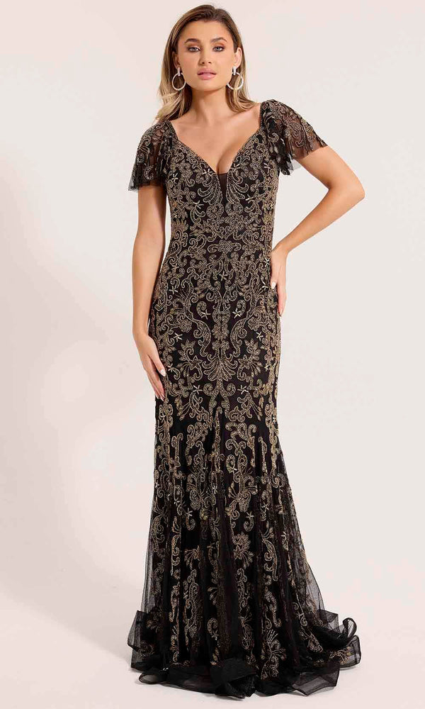 Primavera Couture Black Gold Mother of the Bride Dresses