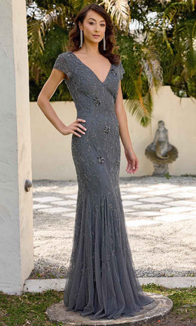 Primavera Couture 13133 - Beaded V-Neck Open-Back Mermaid Evening Gown