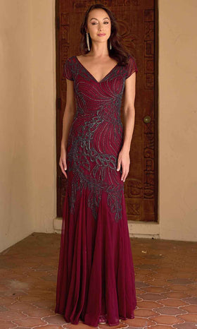 Primavera Couture 13148 - Beaded V-Neck Fitted Evening Gown