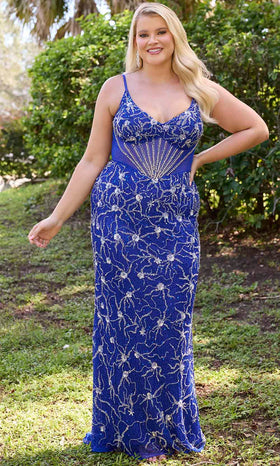 Primavera Couture 14079 - Beaded V-Neck Sleeveless Fitted Evening Gown
