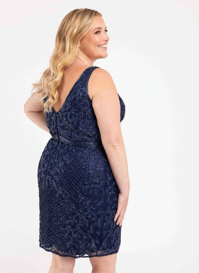 Primavera Couture 3884 Beaded Short Plus Size Dress