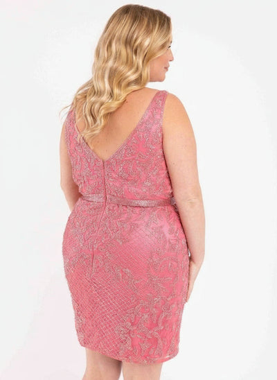 Primavera Couture 3884 Beaded Short Plus Size Dress