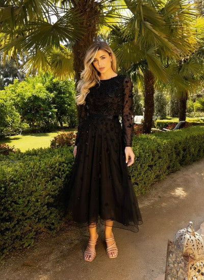 Primavera Couture 11072 Long Sleeve Tea Length Dress
