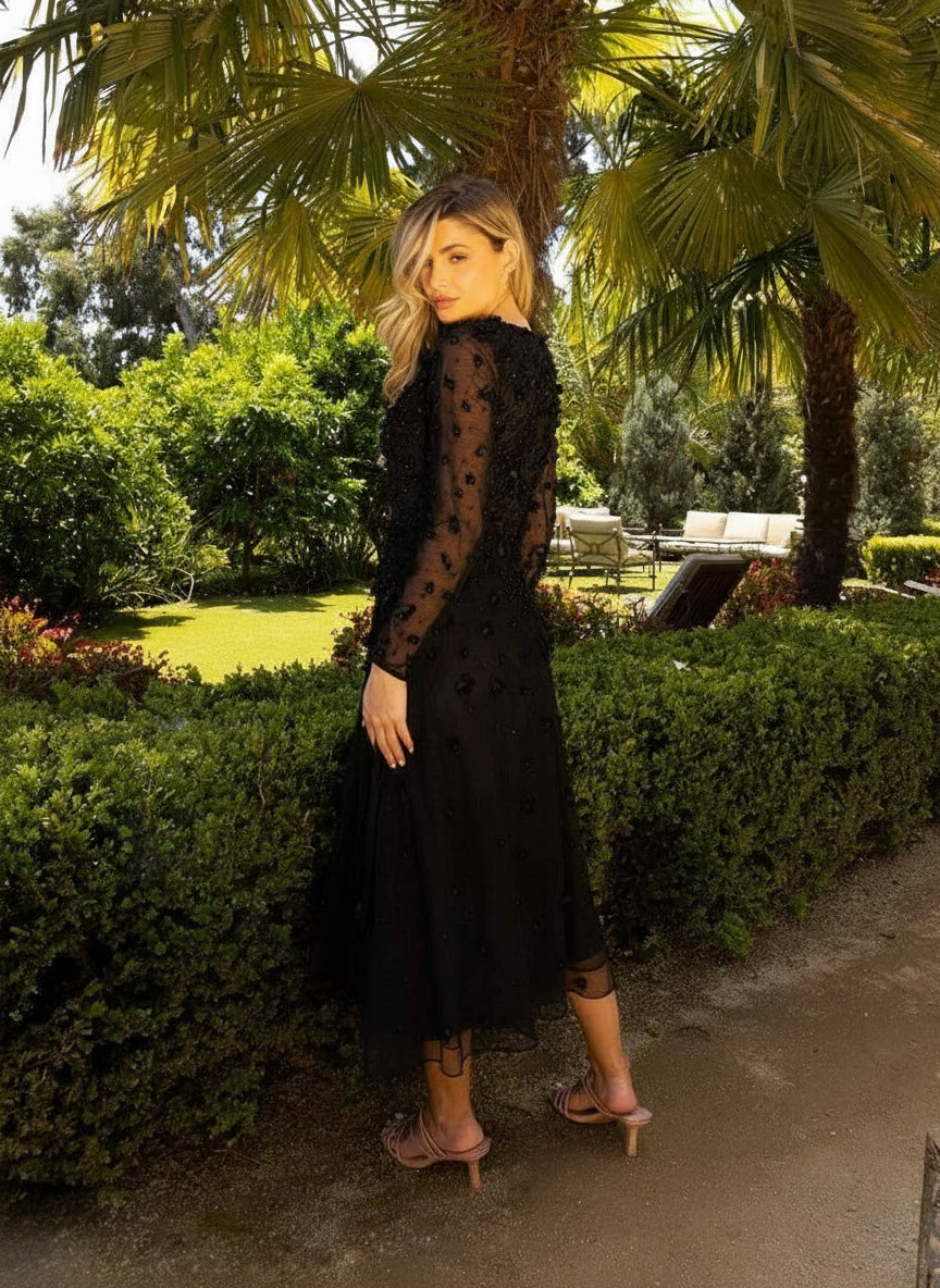 Primavera Couture 11072 Long Sleeve Tea Length Dress