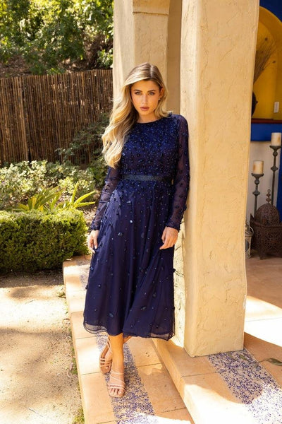 Primavera Couture 11072 Long Sleeve Tea Length Dress