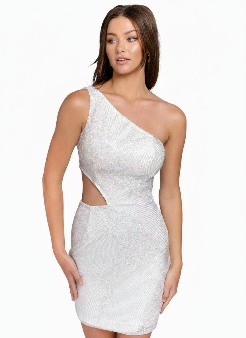 Primavera Couture Prom One Shoulder Short Dress 3840 - The Dress Outlet