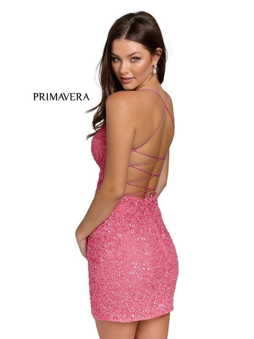 Primavera Couture 3351 Short Beaded Prom Dress