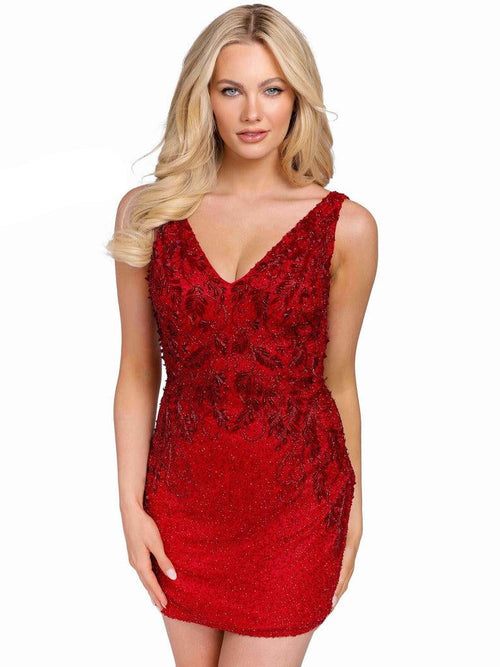 Primavera Couture Short Beaded Prom Dress 3826 - The Dress Outlet