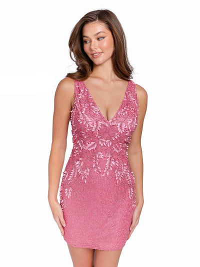 Primavera Couture Short Beaded Prom Dress 3826 - The Dress Outlet