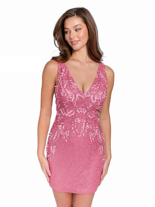 Primavera Couture Short Beaded Prom Dress 3826 - The Dress Outlet