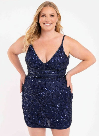 Primavera Couture Short Fitted Plus Size Dress 3882 - The Dress Outlet