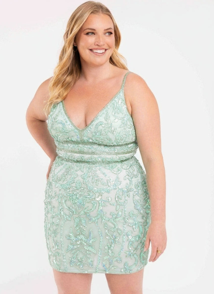 Primavera Couture Short Fitted Plus Size Dress 3882 - The Dress Outlet