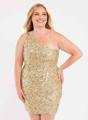 Primavera Couture 3883 Short Sequins Plus Size Dress