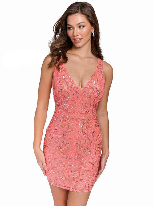 Primavera Couture Short Sleeveless Prom Dress 3825 - The Dress Outlet