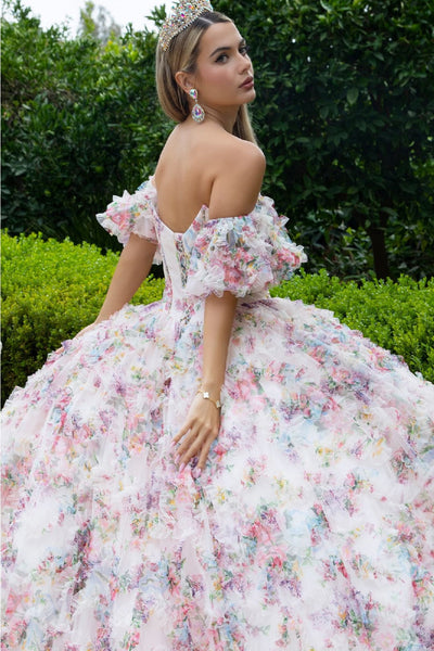 Print Off Shoulder Ball Gown by GLS Gloria GL3609 - Quinceanera Dresses