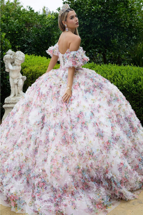 Print Off Shoulder Ball Gown by GLS Gloria GL3609 - Quinceanera Dresses