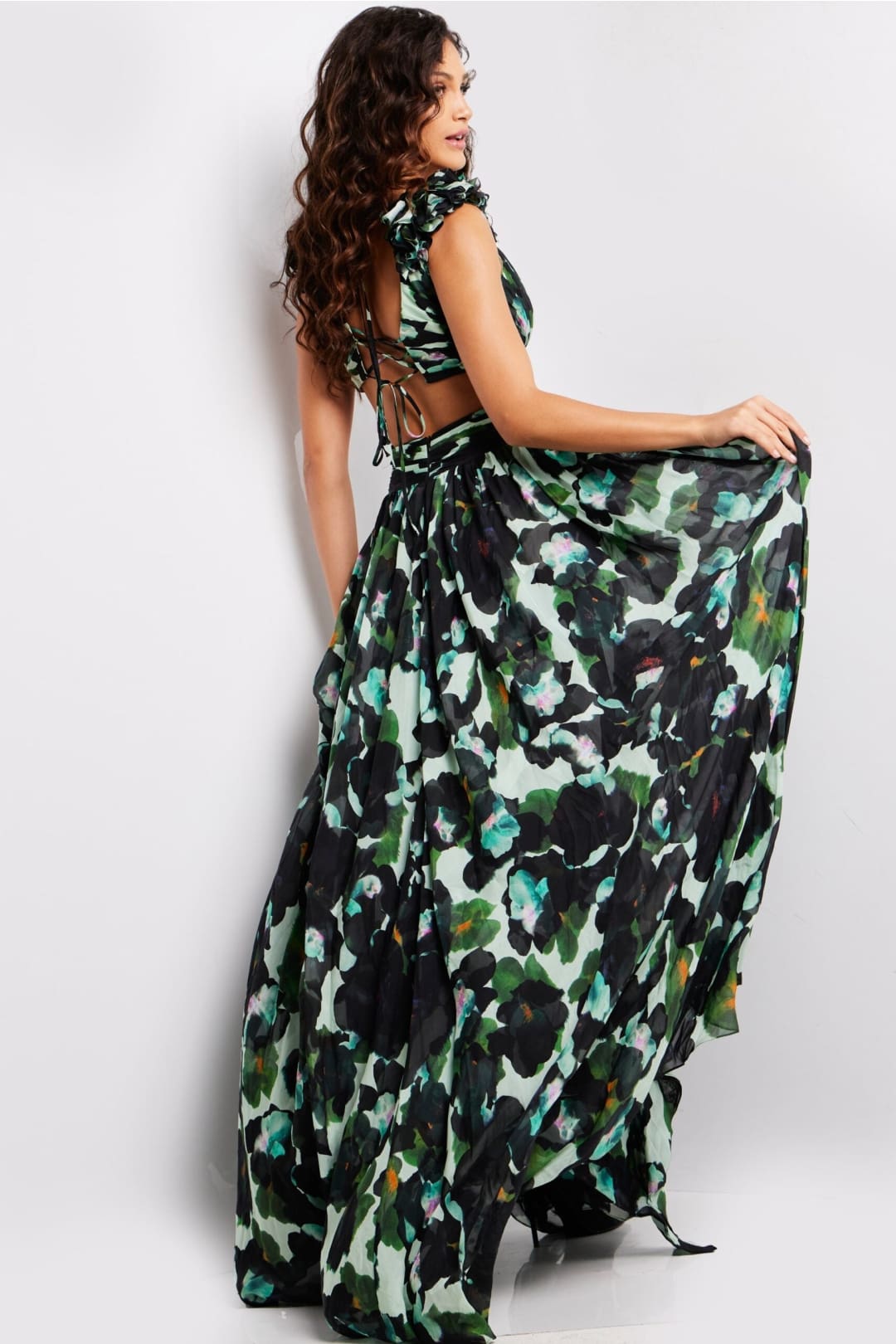 Print Sleeveless A-line Slit Gown by Jovani 39420 - Long Formal Dresses