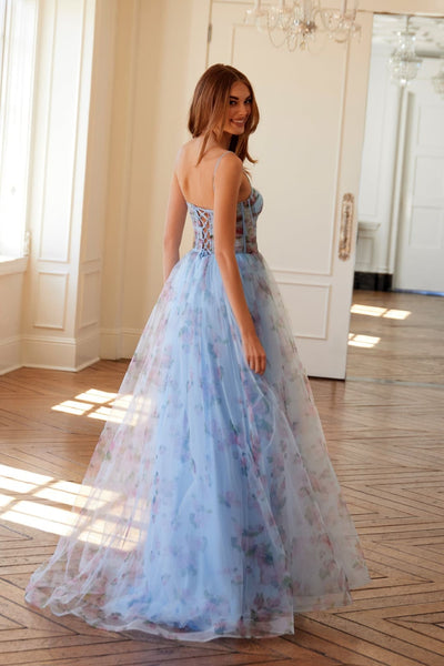 Print Sleeveless A-line Slit Gown by Juliet JT2562S - Long Formal Dresses