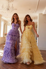 Print Sleeveless A-line Tiered Gown by Juliet JT2508A - Long Formal Dresses