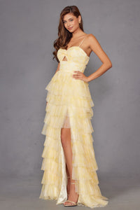 Print Sleeveless A-line Tiered Gown by Juliet JT2508A - Long Formal Dresses