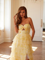 Print Sleeveless A-line Tiered Gown by Juliet JT2508A